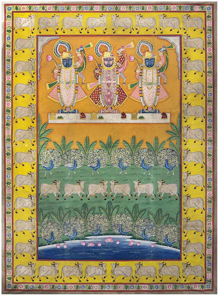 Teen Swaroop - Handmade Pichwai Painting for Sale