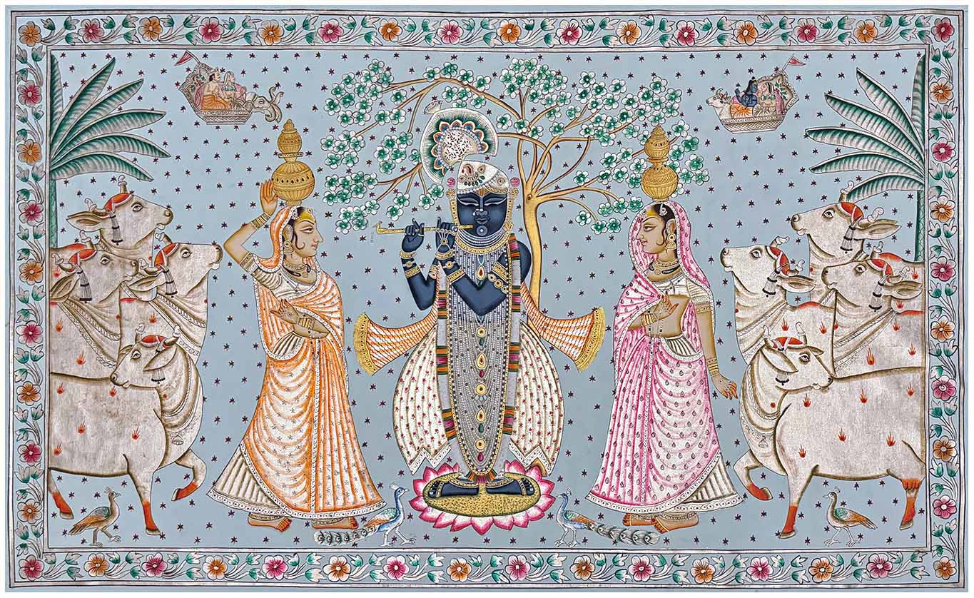 Traditional Silver Foil - Pichwai Painting for Sale