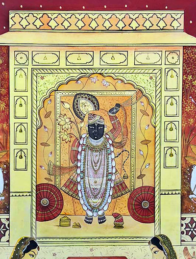 Sharad Purnema - Handmade Pichwai Painting (Unframed / 91.4 x 121.9 Cm)