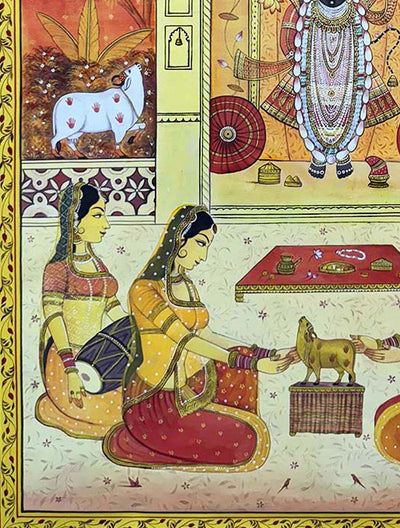 Sharad Purnema - Handmade Pichwai Painting (Unframed / 91.4 x 121.9 Cm)
