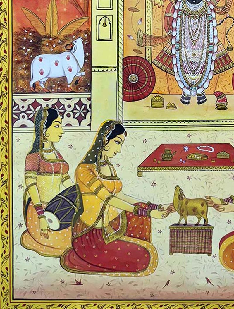 Sharad Purnema - Handmade Pichwai Painting (Unframed / 91.4 x 121.9 Cm)