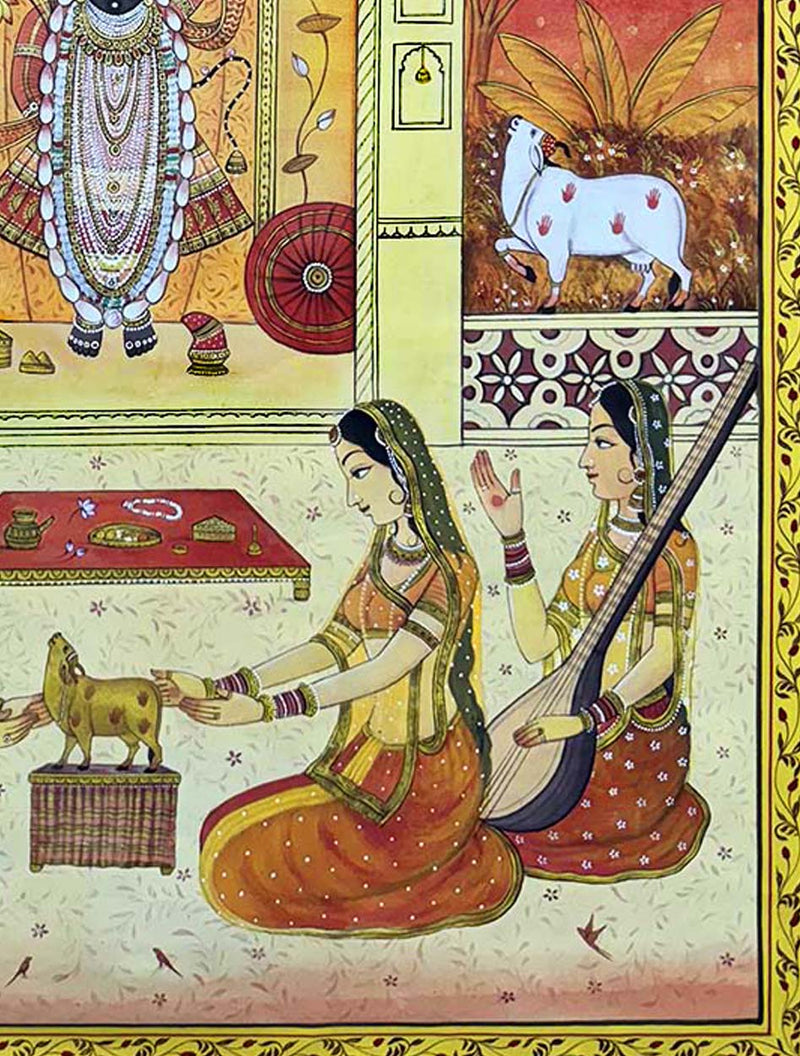 Sharad Purnema - Handmade Pichwai Painting (Unframed / 91.4 x 121.9 Cm)