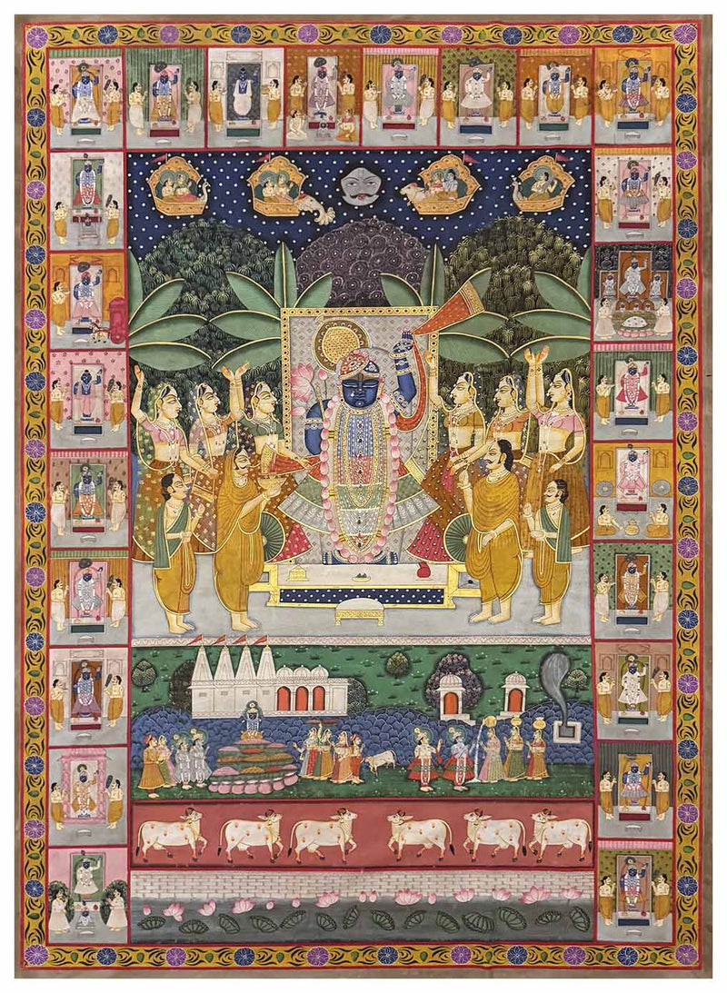 antique sharad puerima pichwai painting for sale