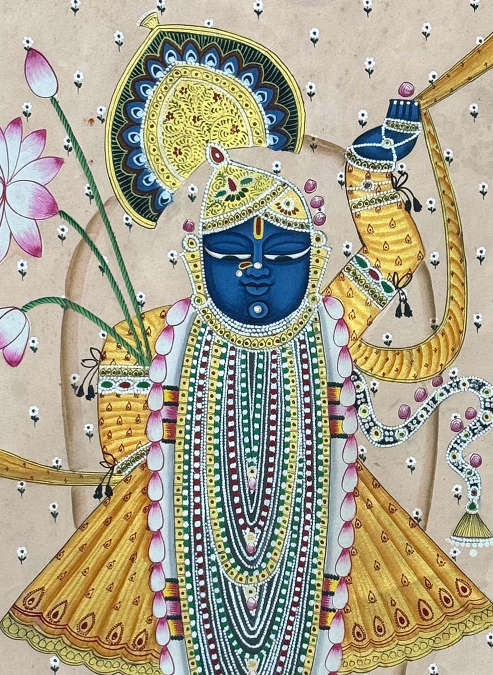pichwai painting, closeup