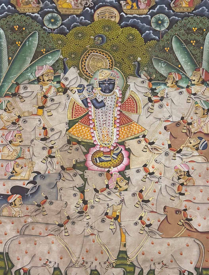Vintage Gopasthmi Pichwai Painting (Handmade / Unframed / 121.1 x 182.3 cm)