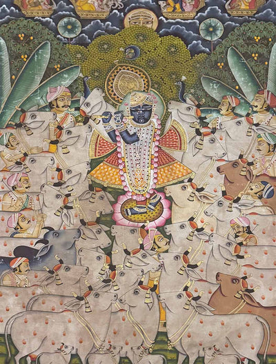 Vintage Gopasthmi PIchwai Painting (Handmade / Unframed / 121.1 x 182.3 cm)