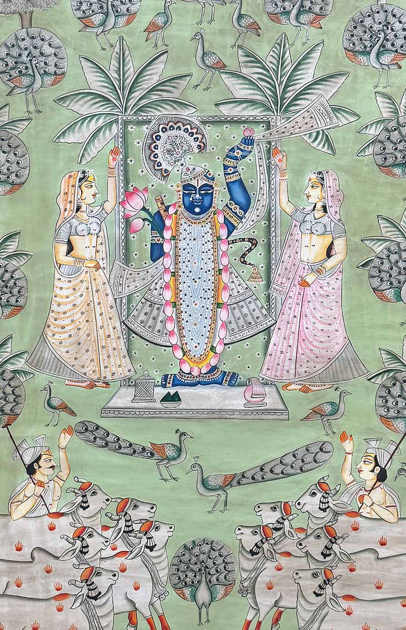 Vintage Handmade Pichwai Painting (Unframed / 91 x 152 cm)