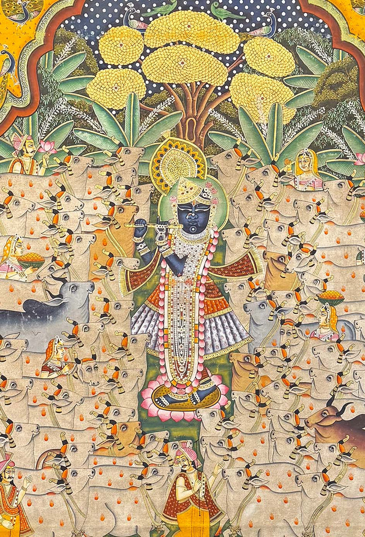 Gopashtami with 24 Swaroop - Pichwai Painting (Handmade / Unframed / 120.3 x 180.3 cm)