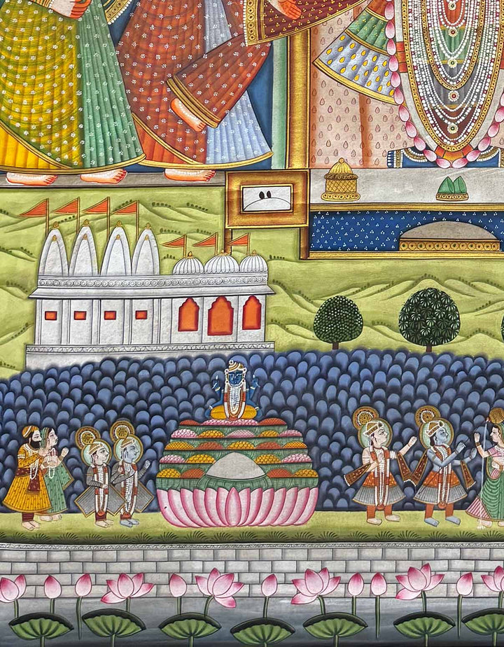 antique traditional pichwai painting, closeup 2