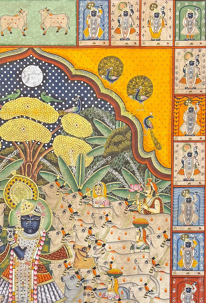 Gopashtami with 24 Swaroop - Pichwai Painting (Handmade / Unframed / 120.3 x 180.3 cm)