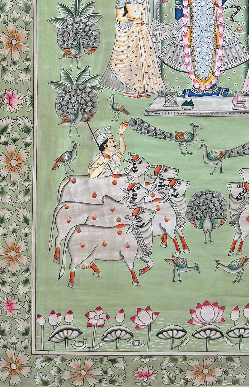 Vintage Handmade Pichwai Painting (Unframed / 91 x 152 cm)