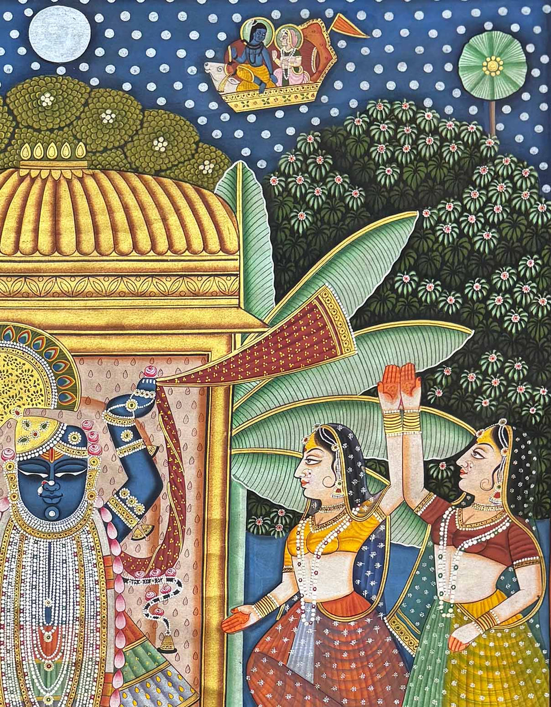 antique traditional pichwai painting, closeup 3