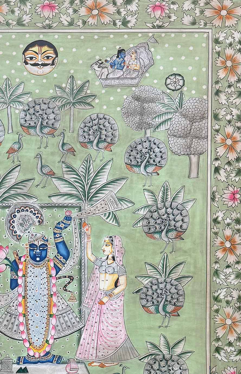 Vintage Handmade Pichwai Painting (Unframed / 91 x 152 cm)
