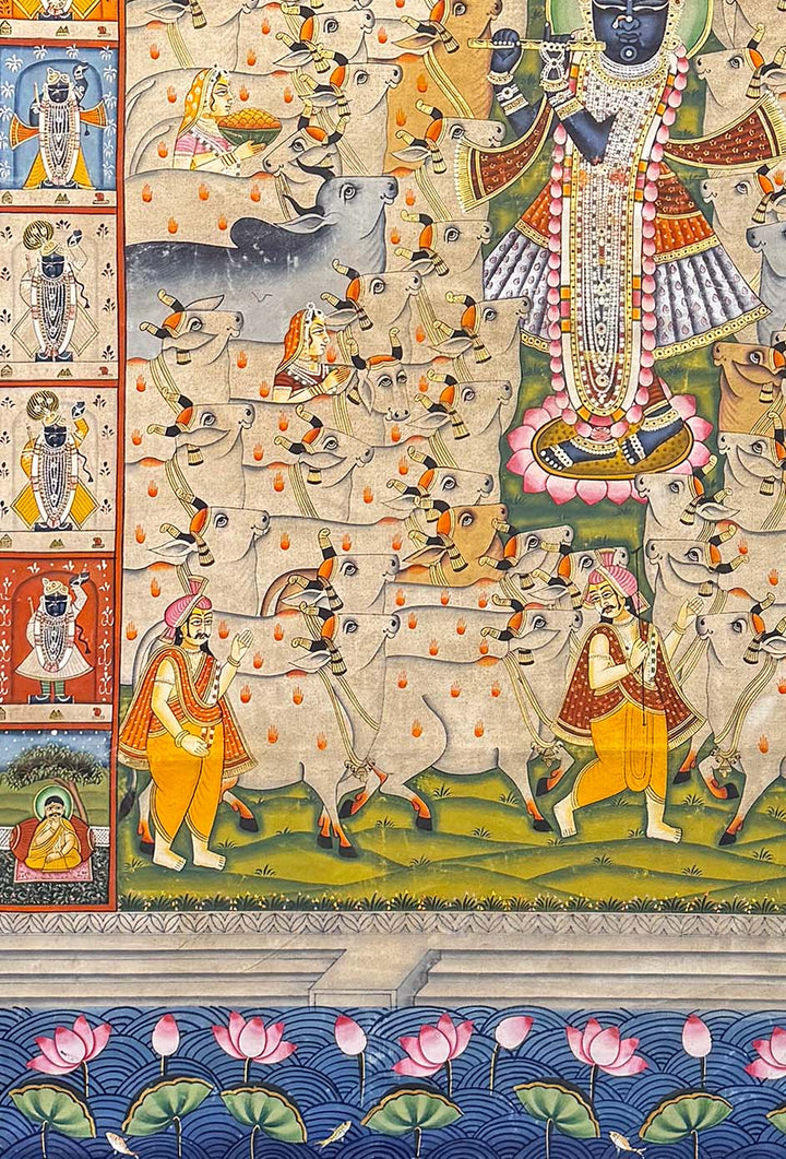 Gopashtami with 24 Swaroop - Pichwai Painting (Handmade / Unframed / 120.3 x 180.3 cm)