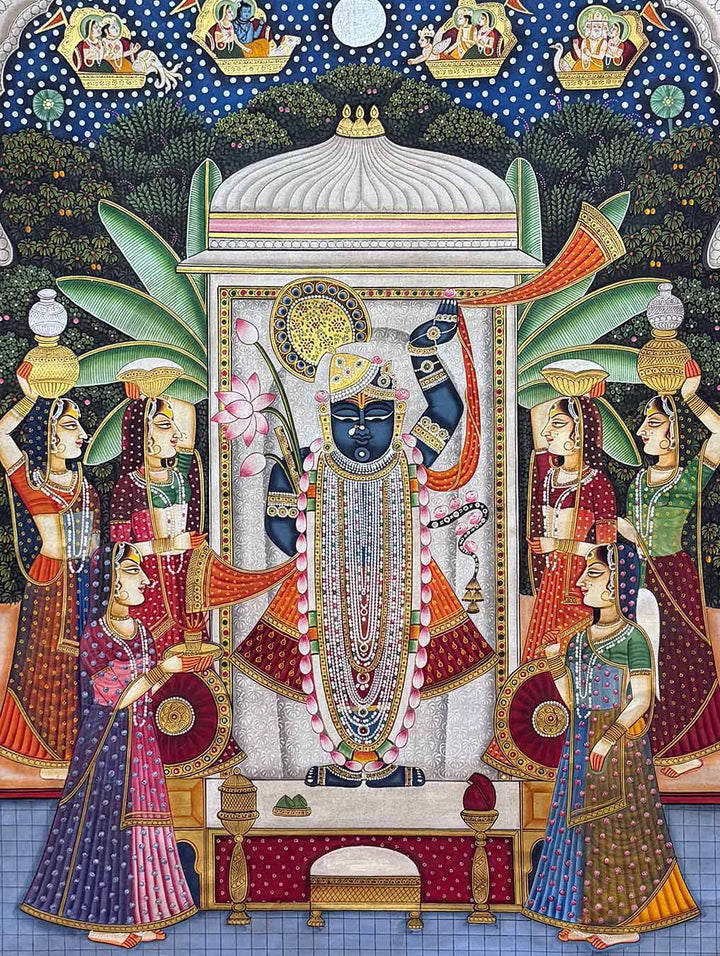 Handmade Sharad Purnima Pichwai Painting (Unframed / 91.4 x 120.6 cm)