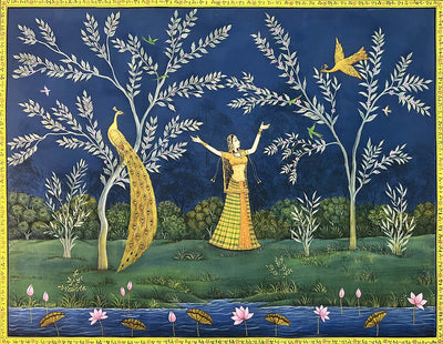 Krishna's Messenger - Handmade Painting (Unframed / 3 x 4 feet)