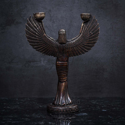Brass - Goddess Isis Wings Decorative Candlestick Holder