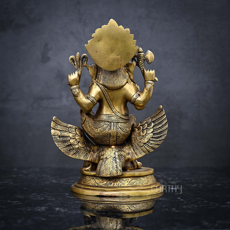 Brass Ganesha on Garuda Idol (10 inches x 3.2 Kg)