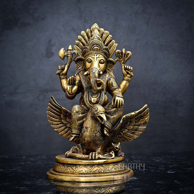 Brass Ganesha on Garuda Idol (10 inches x 3.2 Kg)