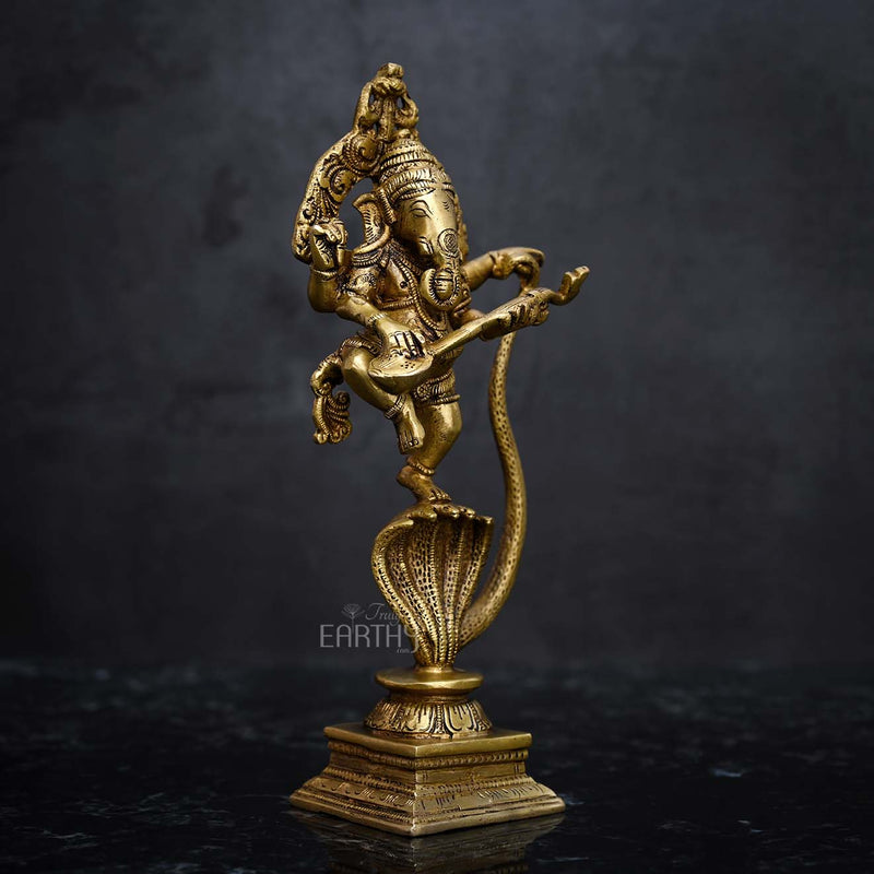 Brass Ganesha on Snake (10.5 inches / 1.6 Kg)