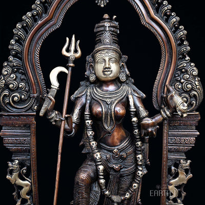 brass kali idol, closeup