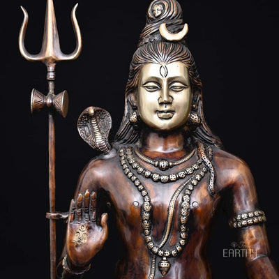 brass shiva idol, closeup