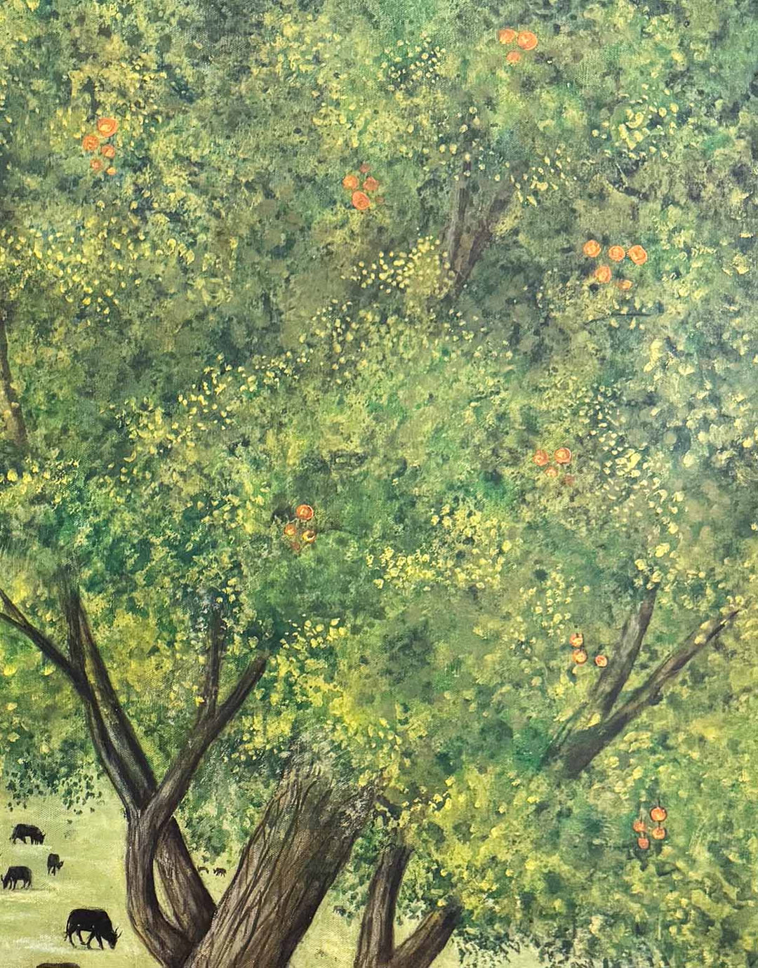 Handmade Village Life Painting on Canvas