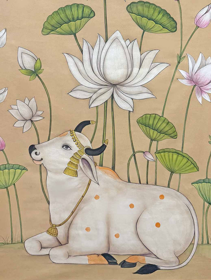 Cow Pichwai Painting (Handmade / Unframed / 86.3 x 116.8 cm)