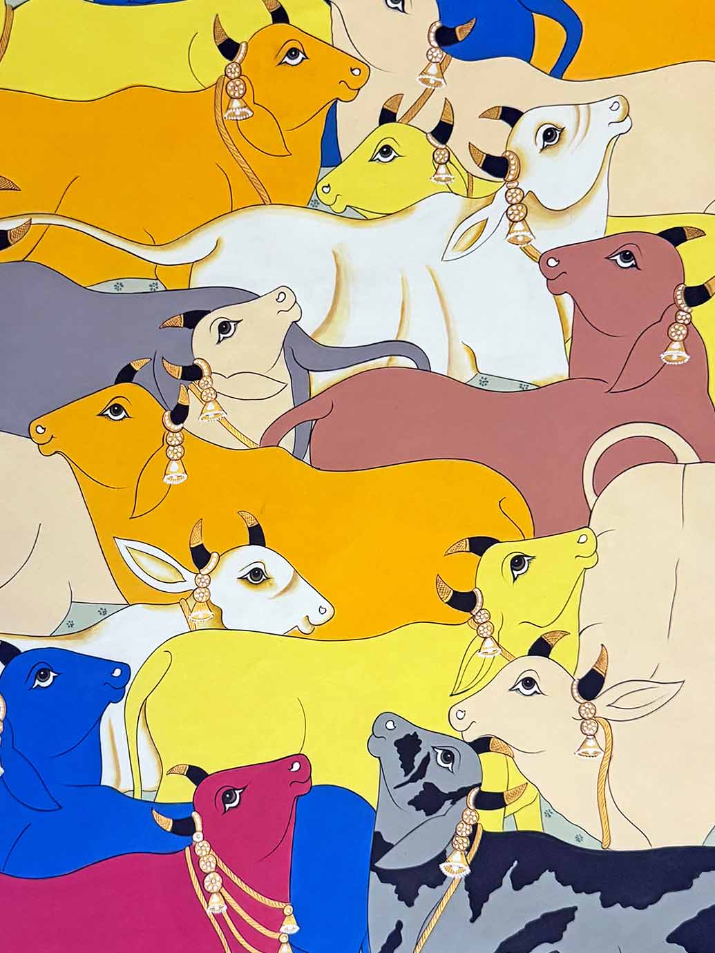 Pichwai Cows Painting (Handmade / Unframed / 90.9 x 121.4 cm)