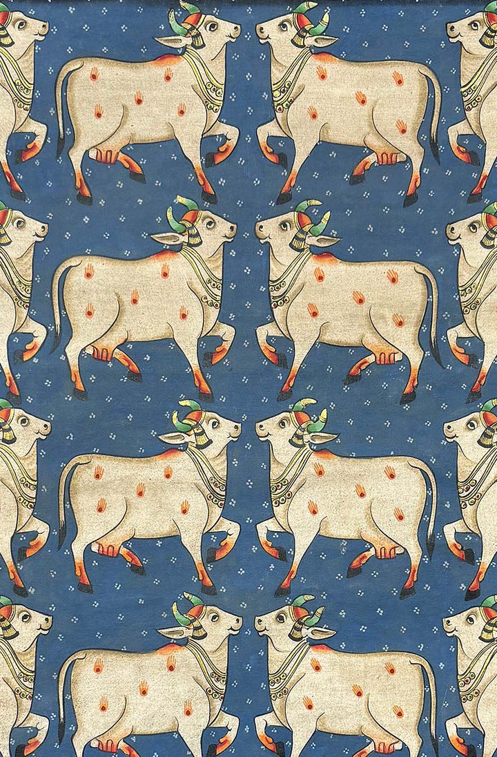 Holy Cows - Handmade Pichwai Painting (Unframed)