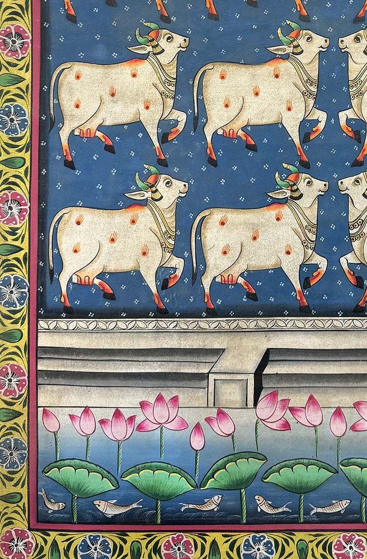 Holy Cows - Handmade Pichwai Painting (Unframed)
