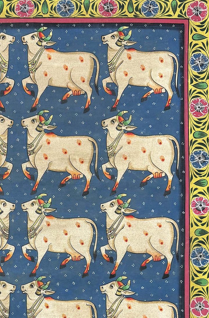 Holy Cows - Handmade Pichwai Painting (Unframed)
