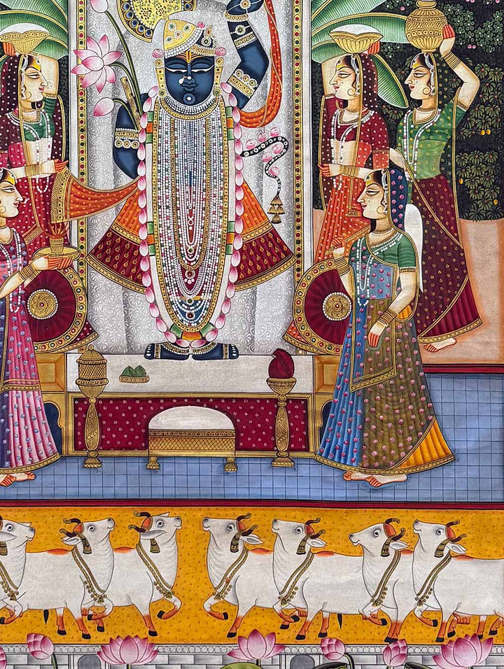 Handmade Sharad Purnima Pichwai Painting (Unframed / 91.4 x 120.6 cm)