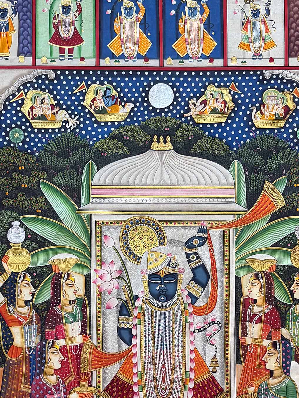 Handmade Sharad Purnima Pichwai Painting (Unframed / 91.4 x 120.6 cm)