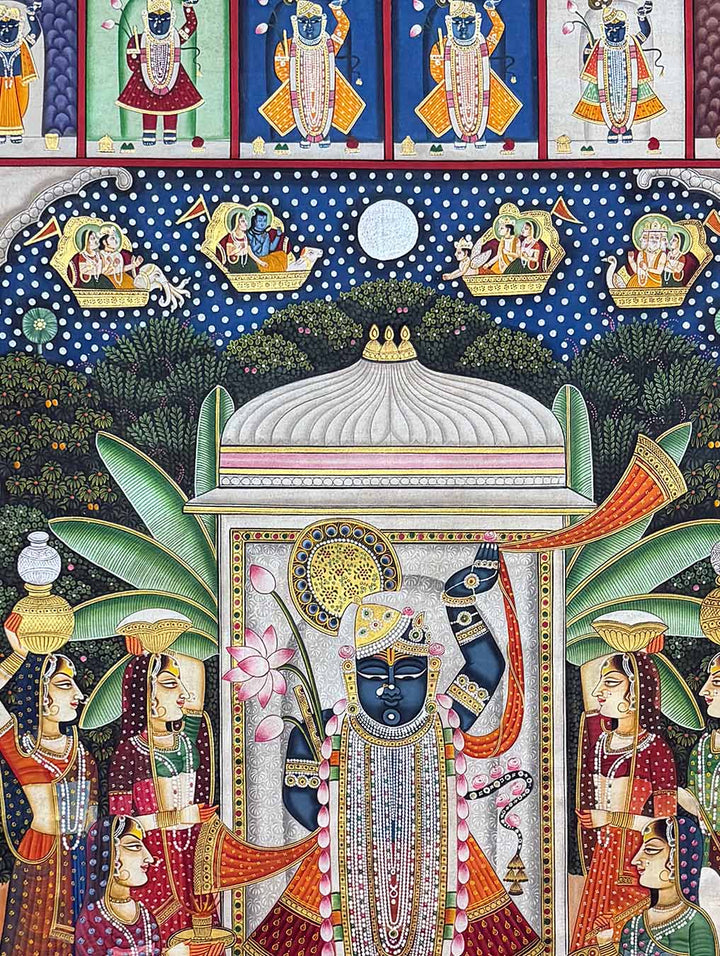 Handmade Sharad Purnima Pichwai Painting (Unframed / 91.4 x 120.6 cm)