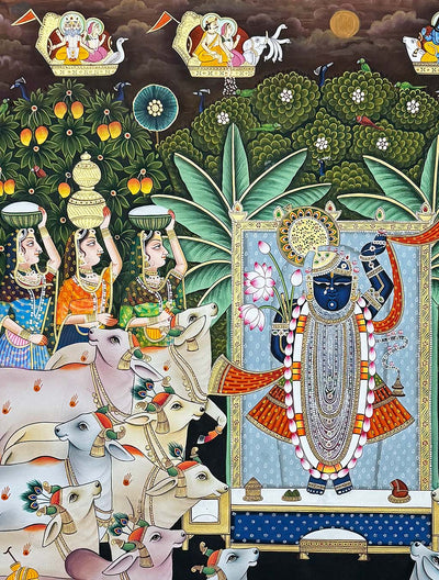 Fine Gopashtami - Handmade Pichwai Painting (3 x 4 Feet / Unframed)