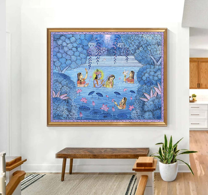 Radha Kund - Handmade Pichwai Painting (Unframed / 132 x 106.6 cm)