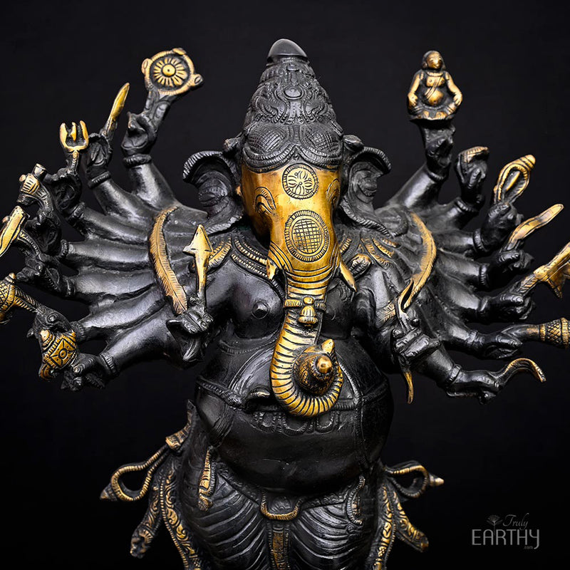 brass ganesha statue, closeup