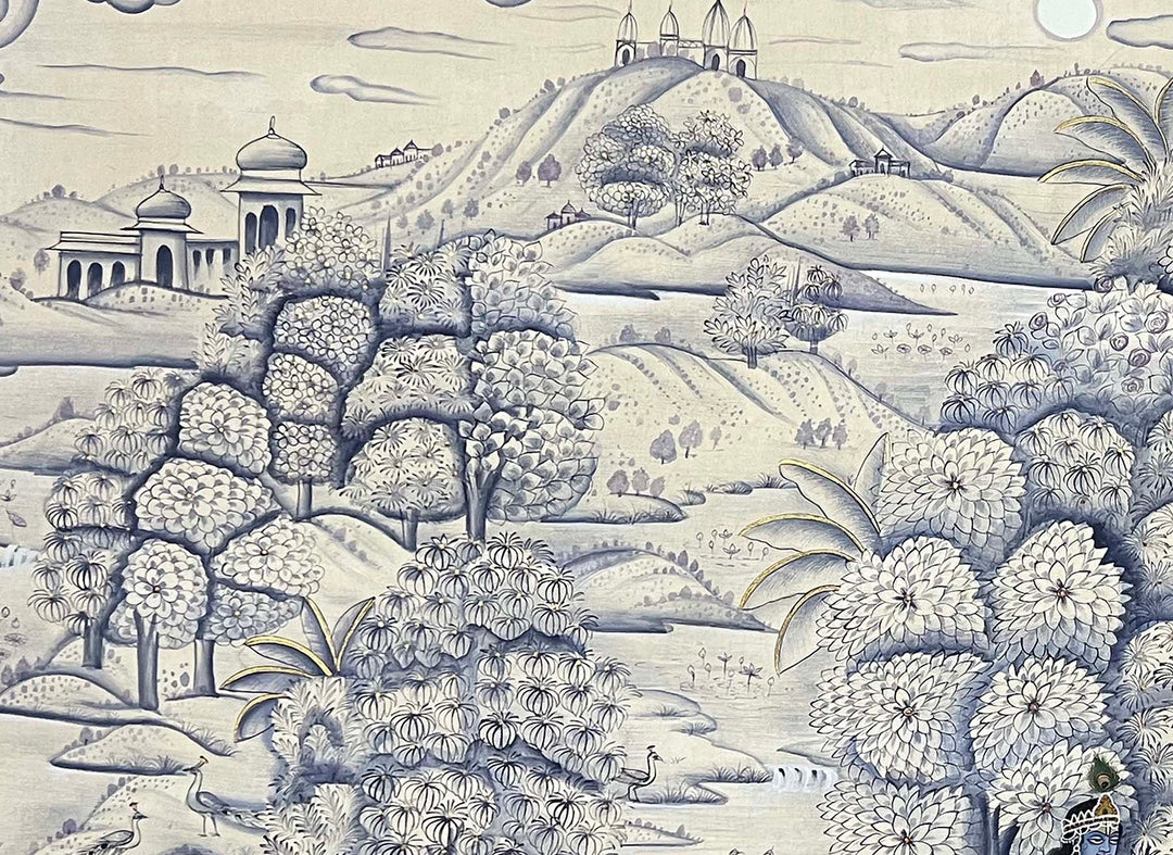 Krishna with Cows - Handmade Painting (Unframed)