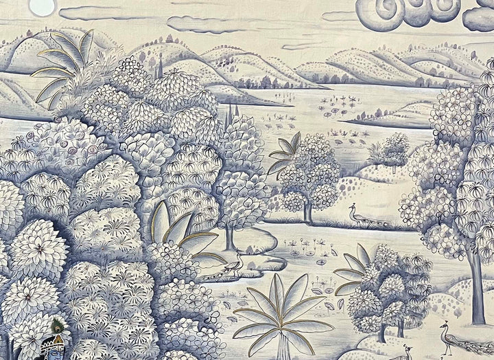 Krishna with Cows - Handmade Painting (Unframed)