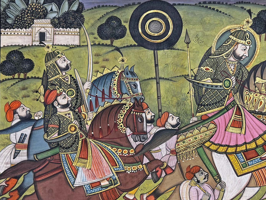 Rajput Maharaja Hunting - Handmade Miniature Painting