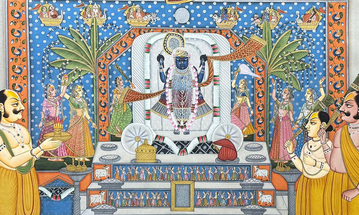 fine pichwai painting, closeup