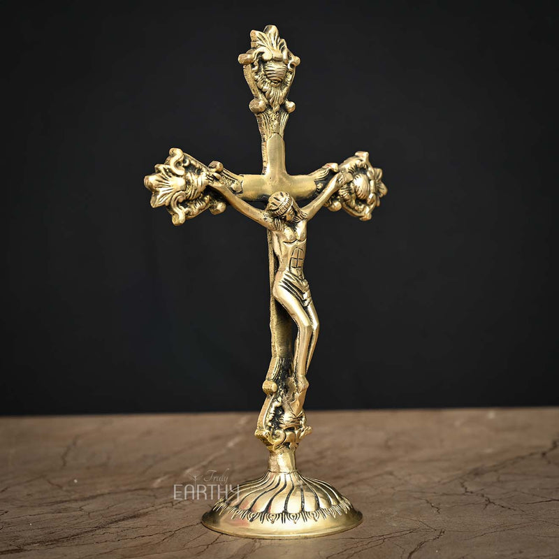 Brass Jesus Christ Cross Statue