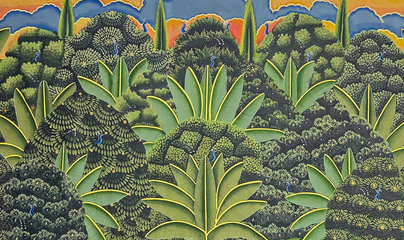 Jungle Pichwai Painting (Handmade / Unframed / 91.4 x149.8 cm)