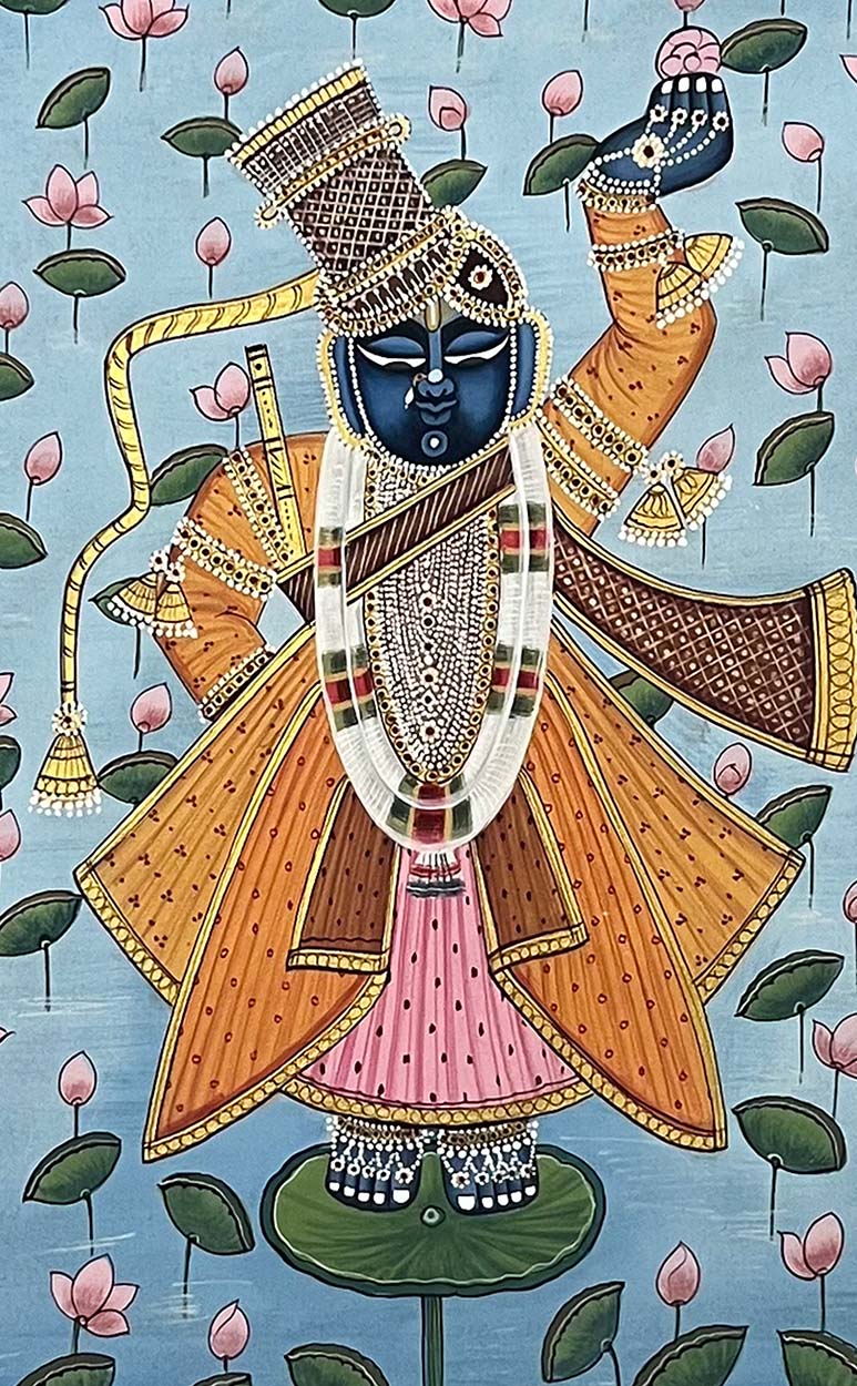kamal talai pichwai painting, closeup