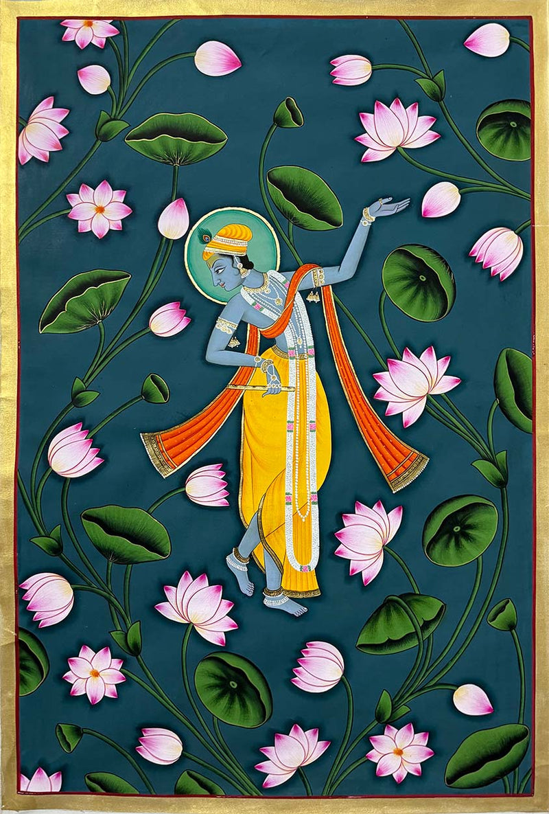 Lord Krishna Pichwai Painting - (2 X 3 Feet / Unframed)