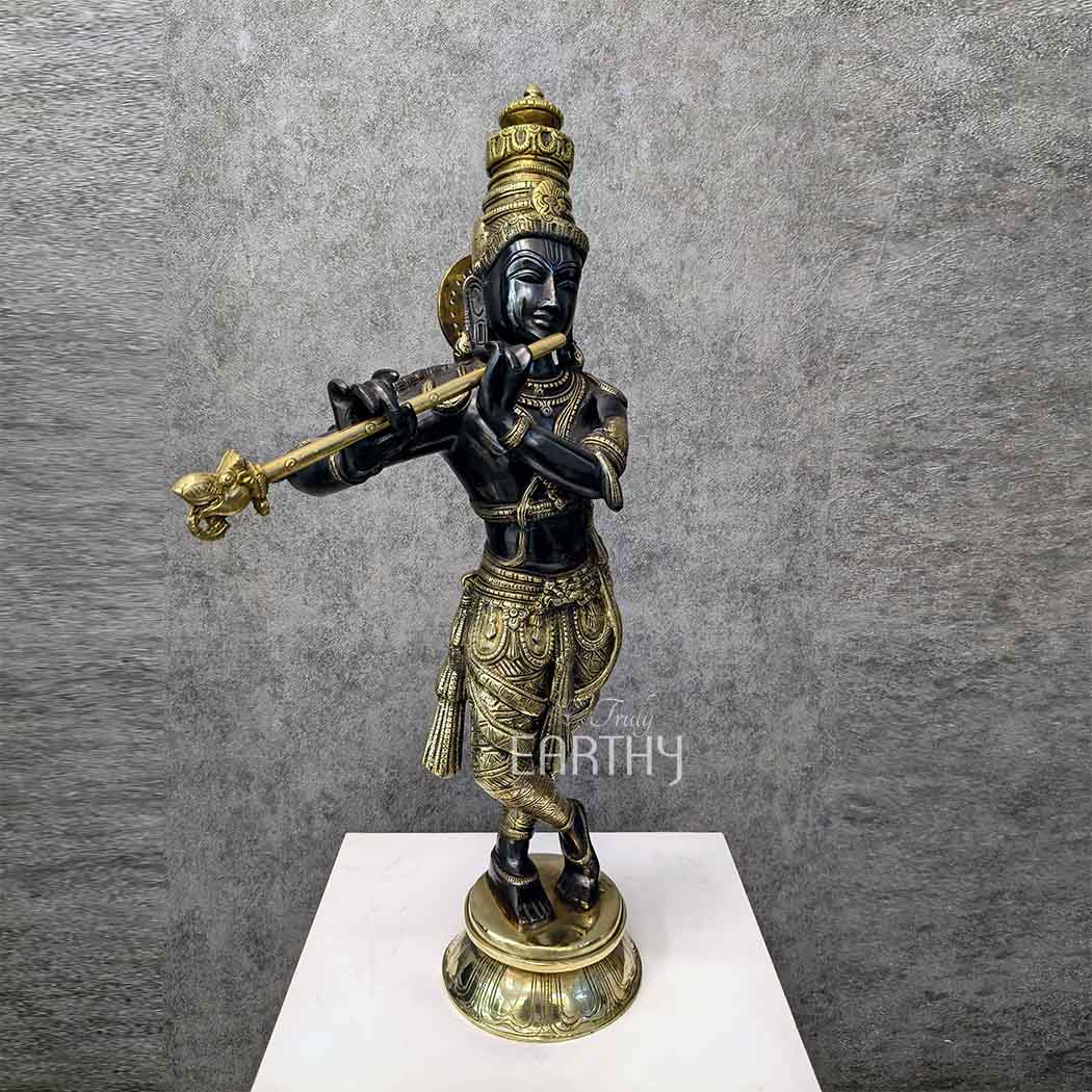 brass krishna idol_2