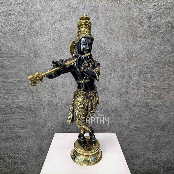 brass krishna idol_2