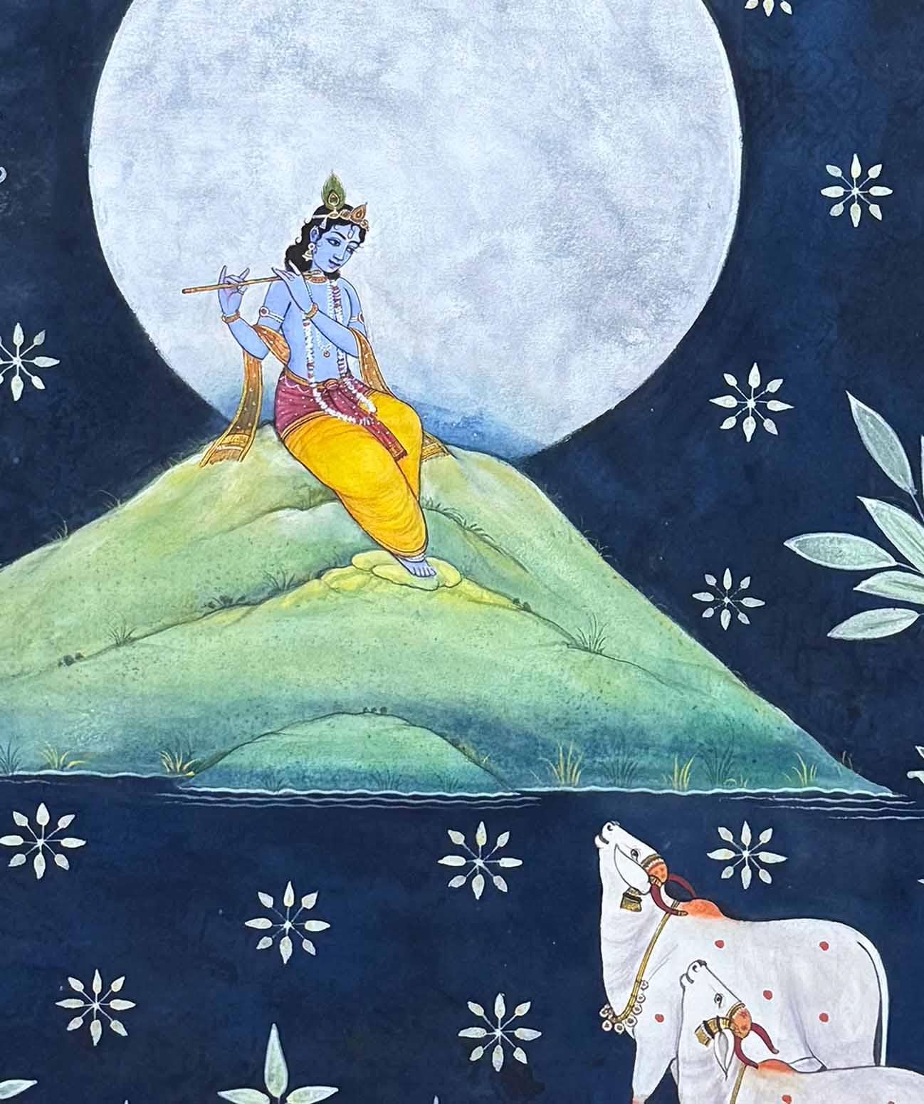 krishna painting, closeup