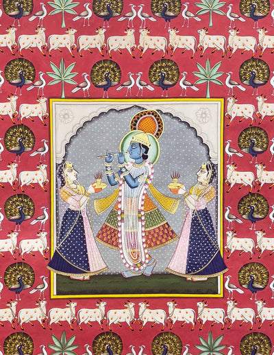 Krishna Pichwai Painting (Handmade / Unframed / 91.4 x 121.9 cm)
